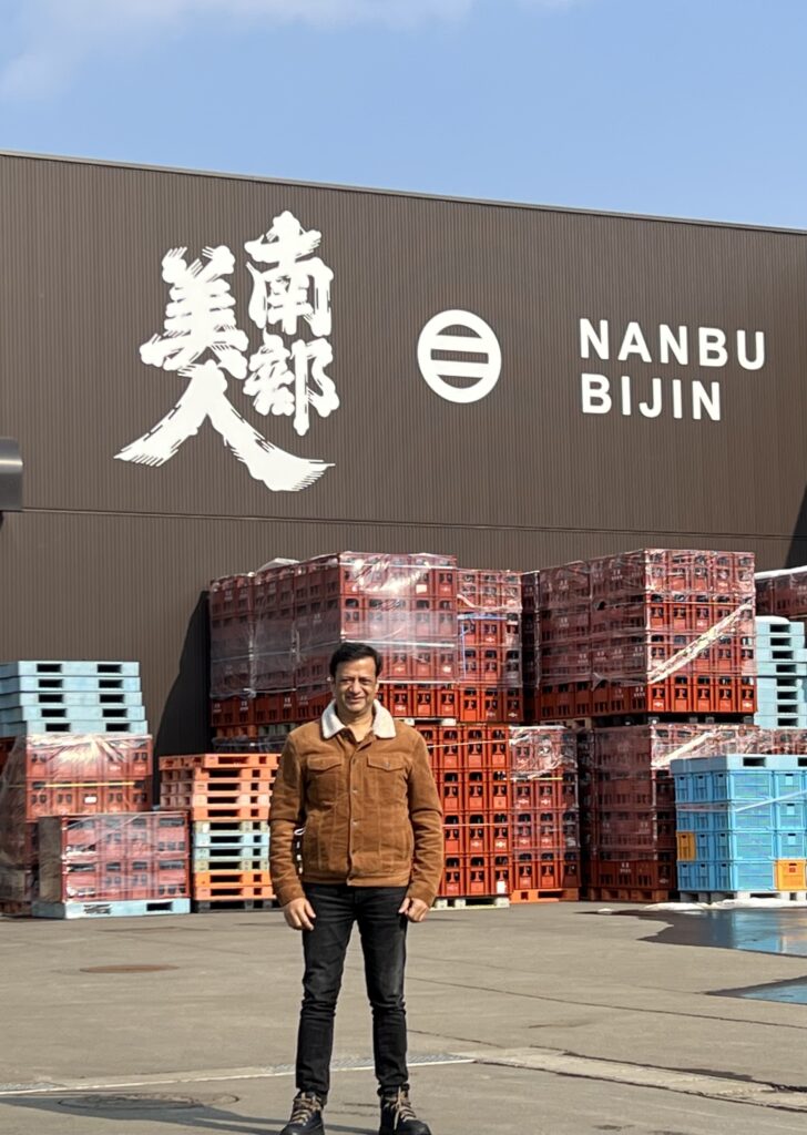 Ravi Joshi at Nanbu Bijin brewery Iwate Prefecture