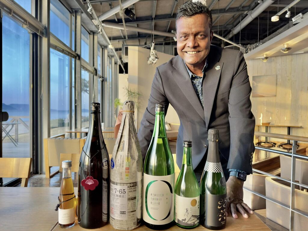 Joshua Kalinan at Sake Club India tasting at Mikayla restaurant in Takamatsu