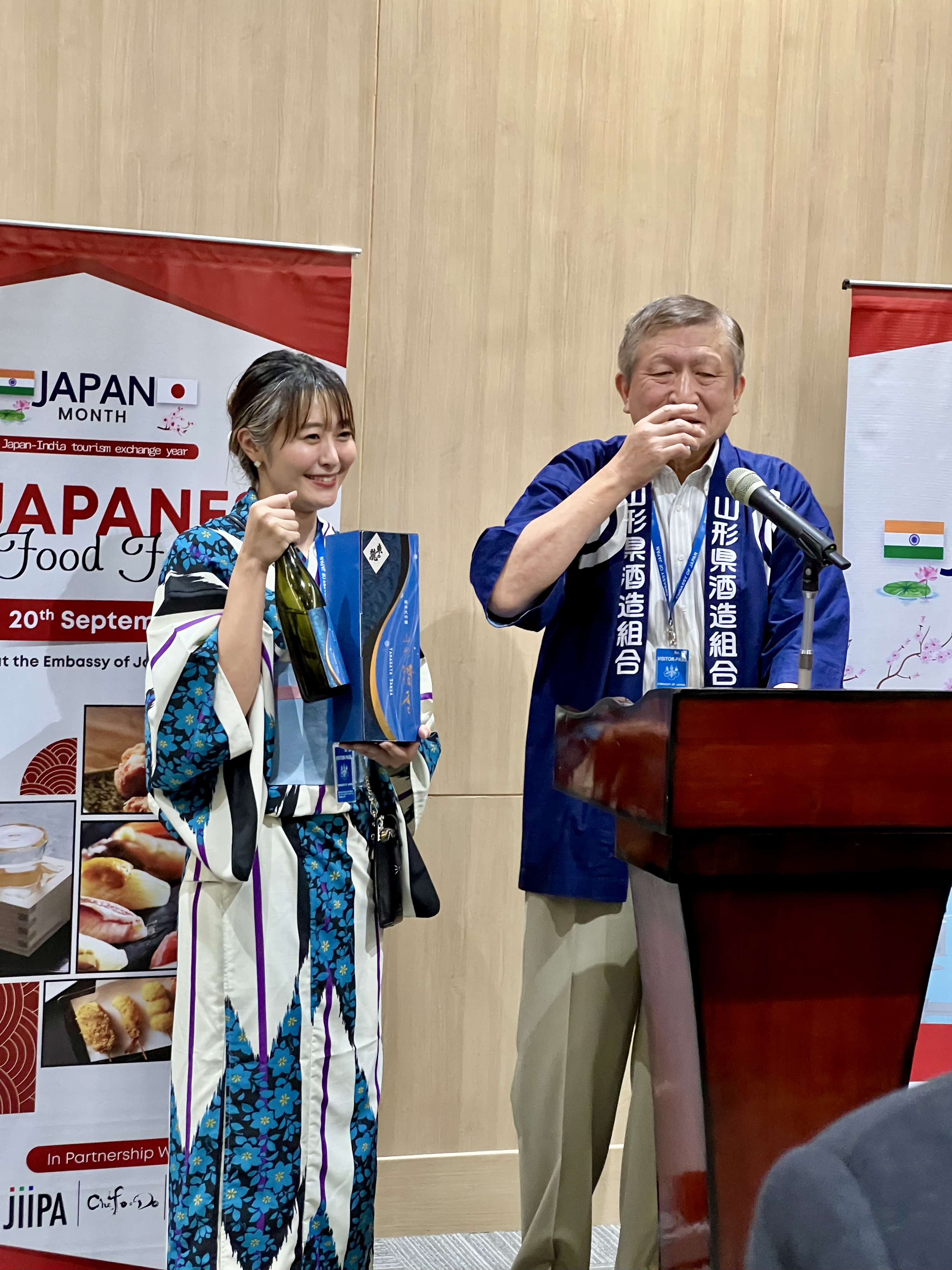 Raising a Sake toast at Japanese food Festival.