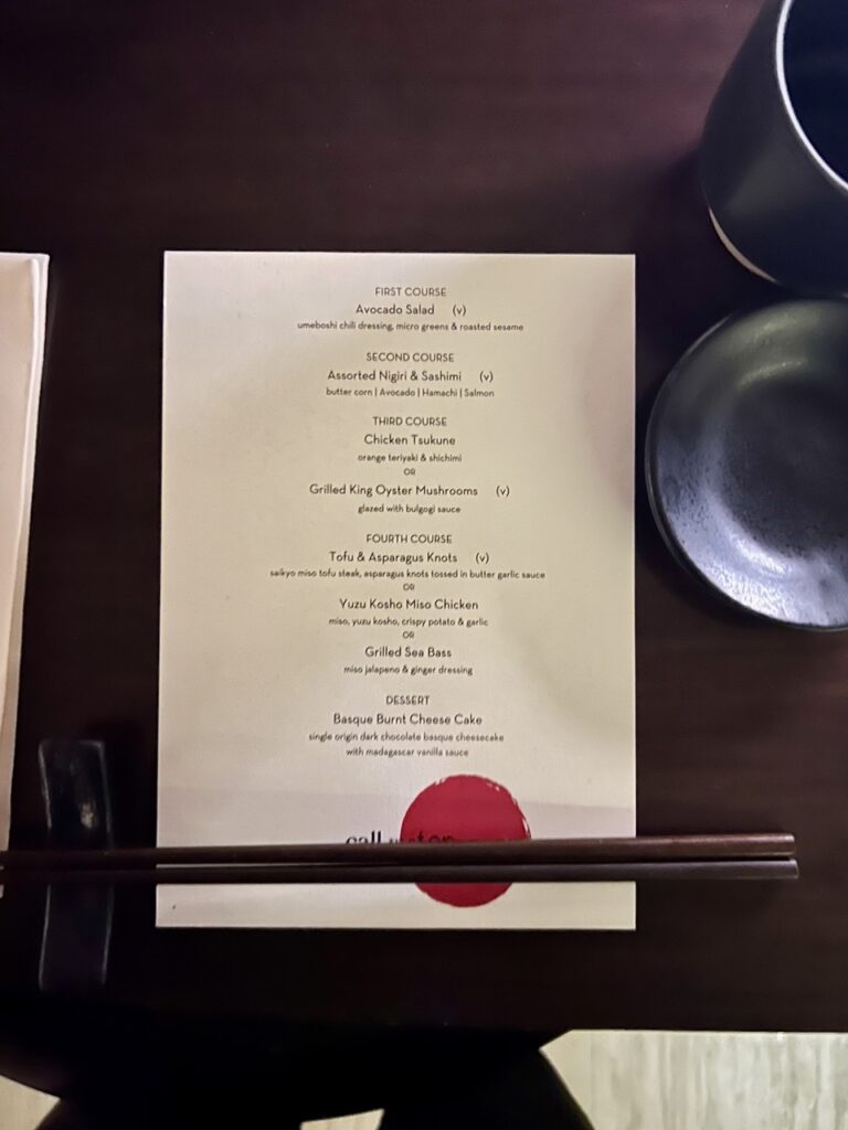 Sake Thursdays menu