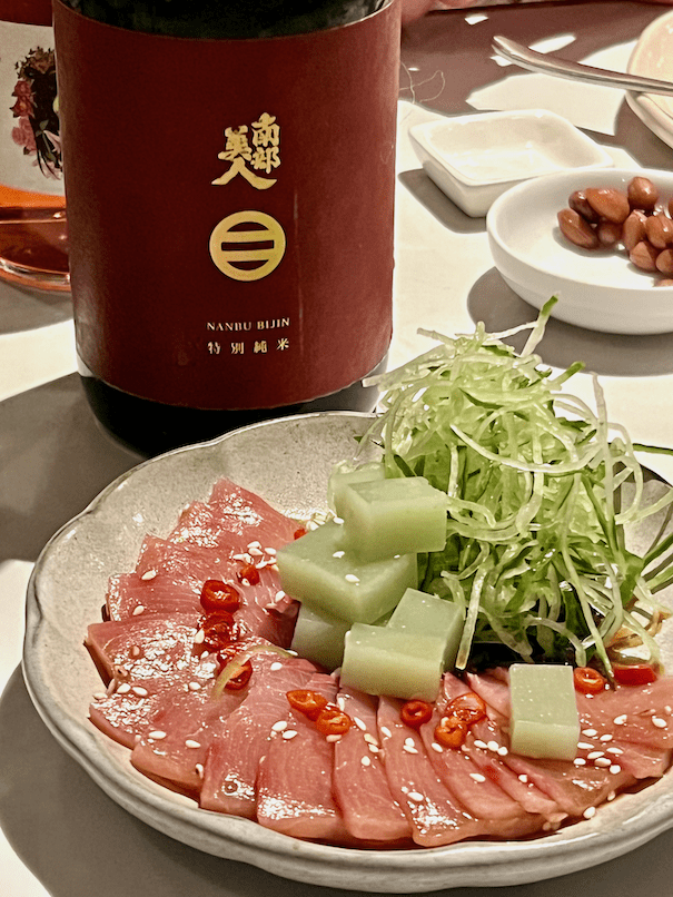 Pairing Nanbu Bijin Tokubetsu Junmai Sake with Sashimi at Izumi