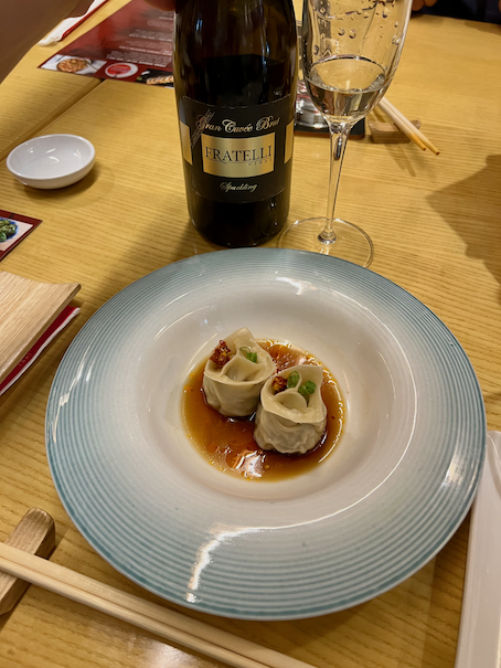 Chicken dumplings with Fratelli Gran Cuvee Brut