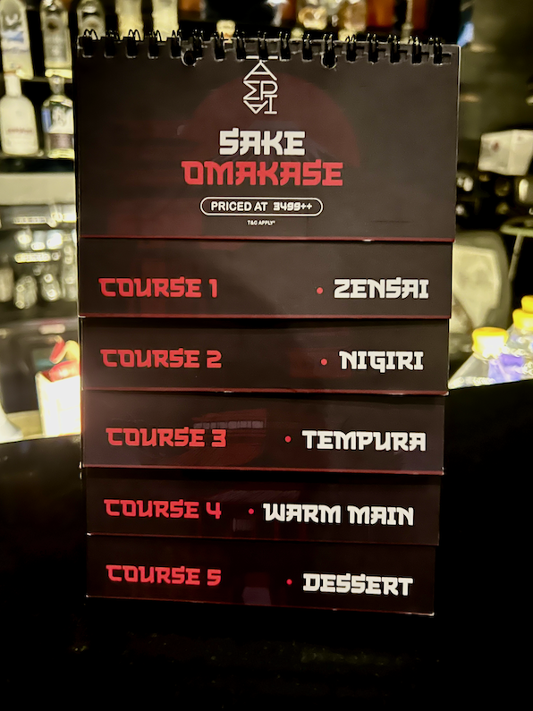 Kampai Omakase and sake menu