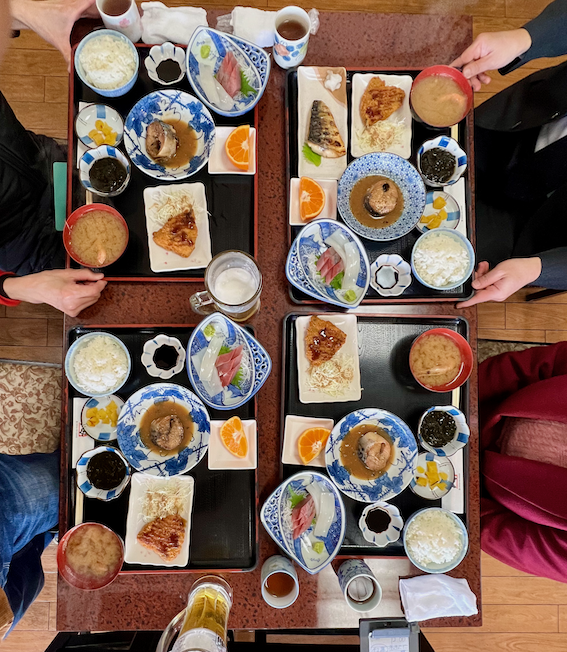 Japanese meal with sake kasu elements