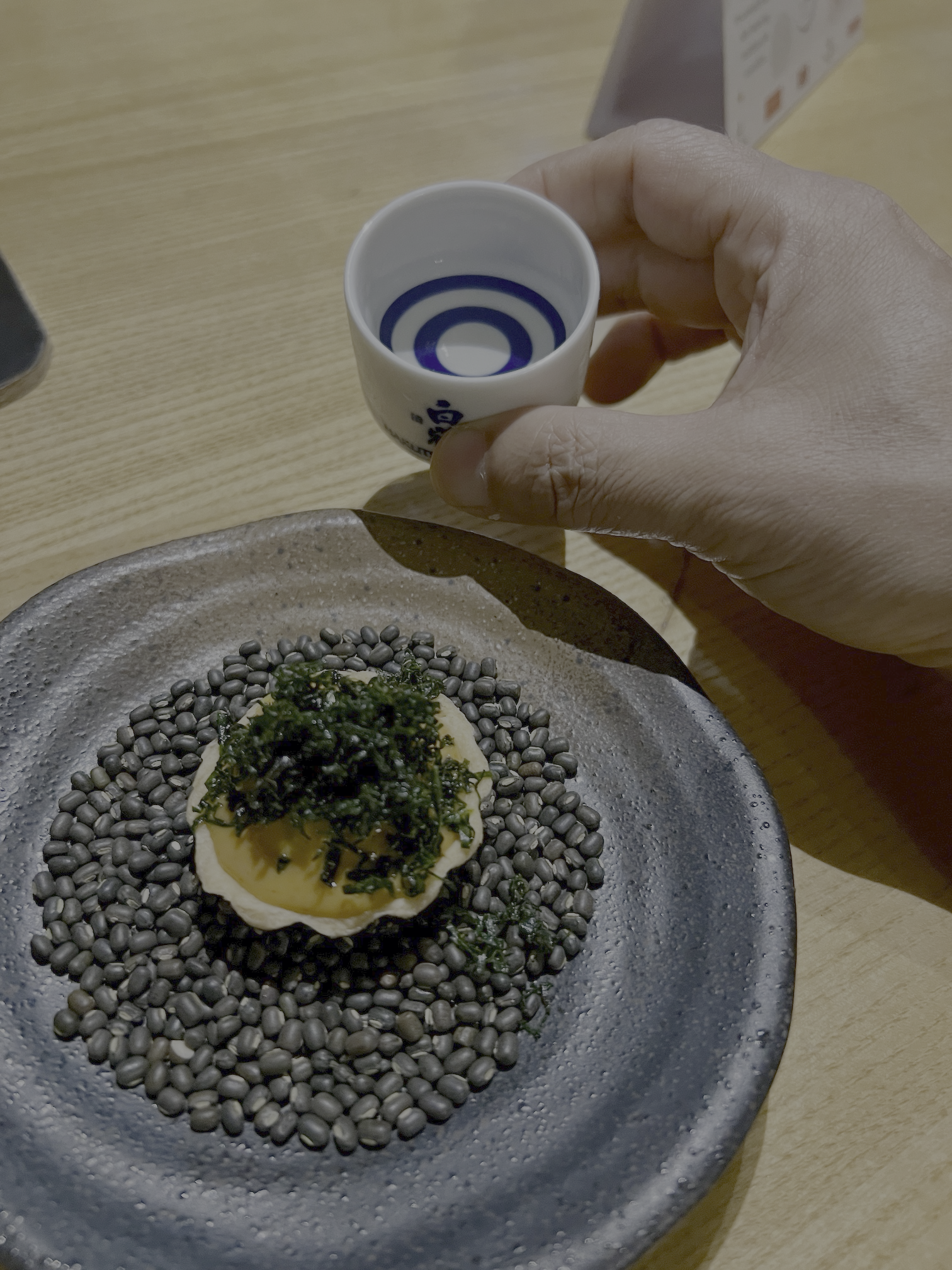 Horenso Gomae Tart with Hakushika Kaon