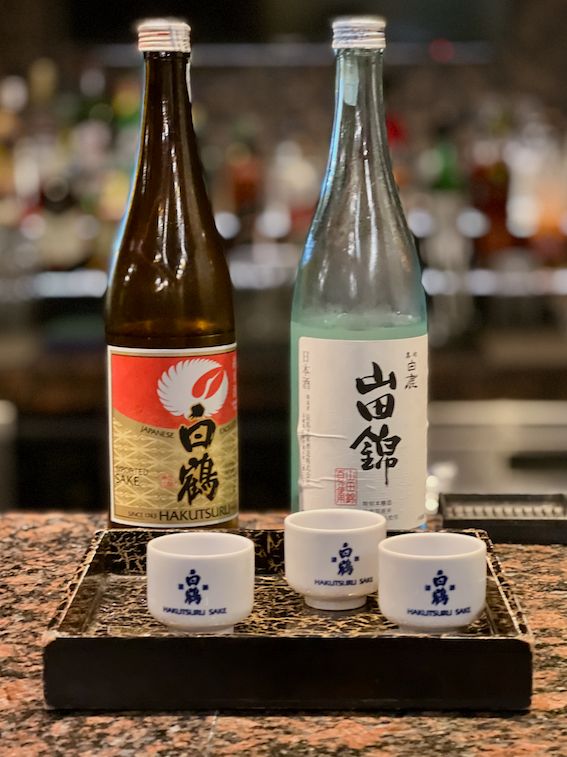 Hakutsuru Junmai Excellent (L) and Hakushika Tokubetsu Honjozo (R)