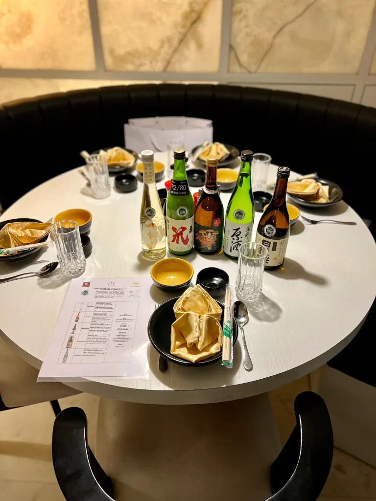 A tasting table at a Sake Club India event