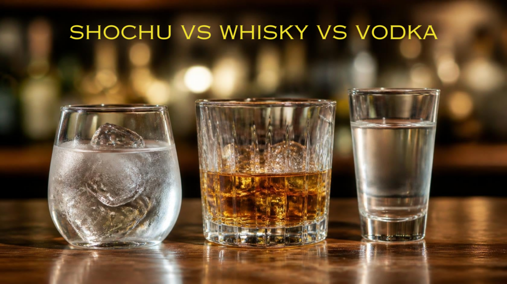 Shochu versus Whisky versus Vodka graphic
